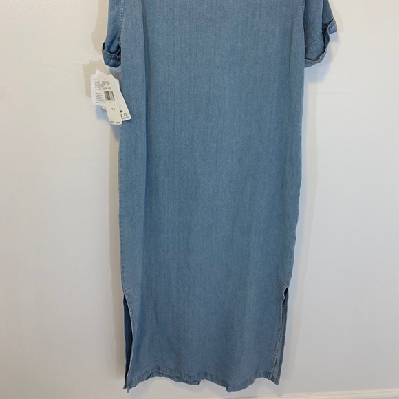 SOLD!!! Y2K Short Sleeve Denim Shirt Dress w/Slits - Picture 5 of 6